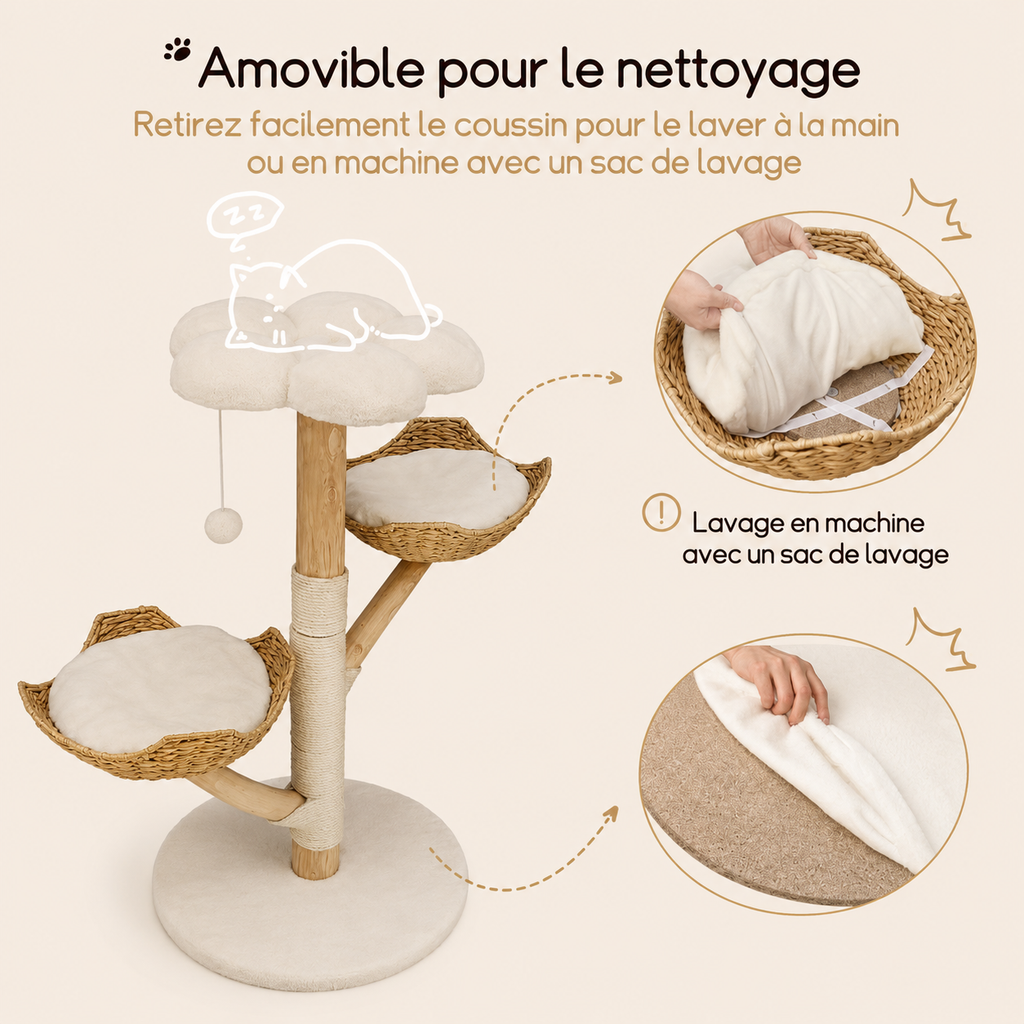 Arbre à Chat Design Scandinave en Osier