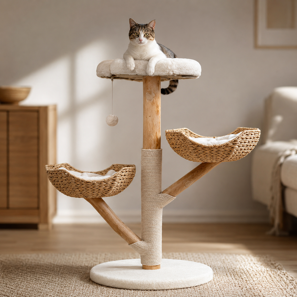 Arbre à Chat Design Scandinave en Osier