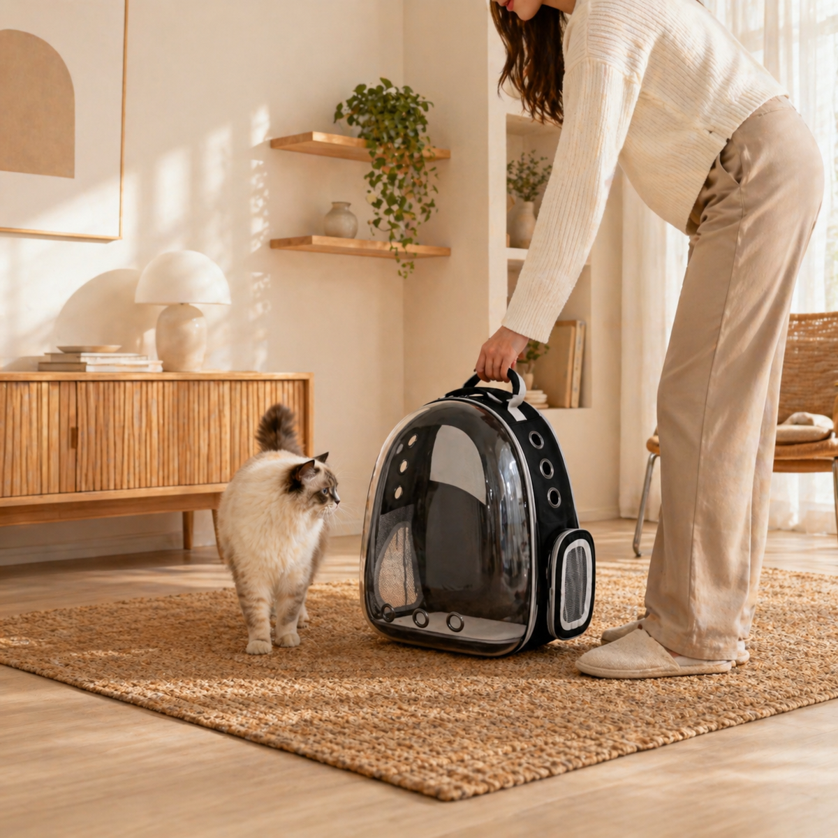 Sac de Transport Respirant pour Chat avec Hublot