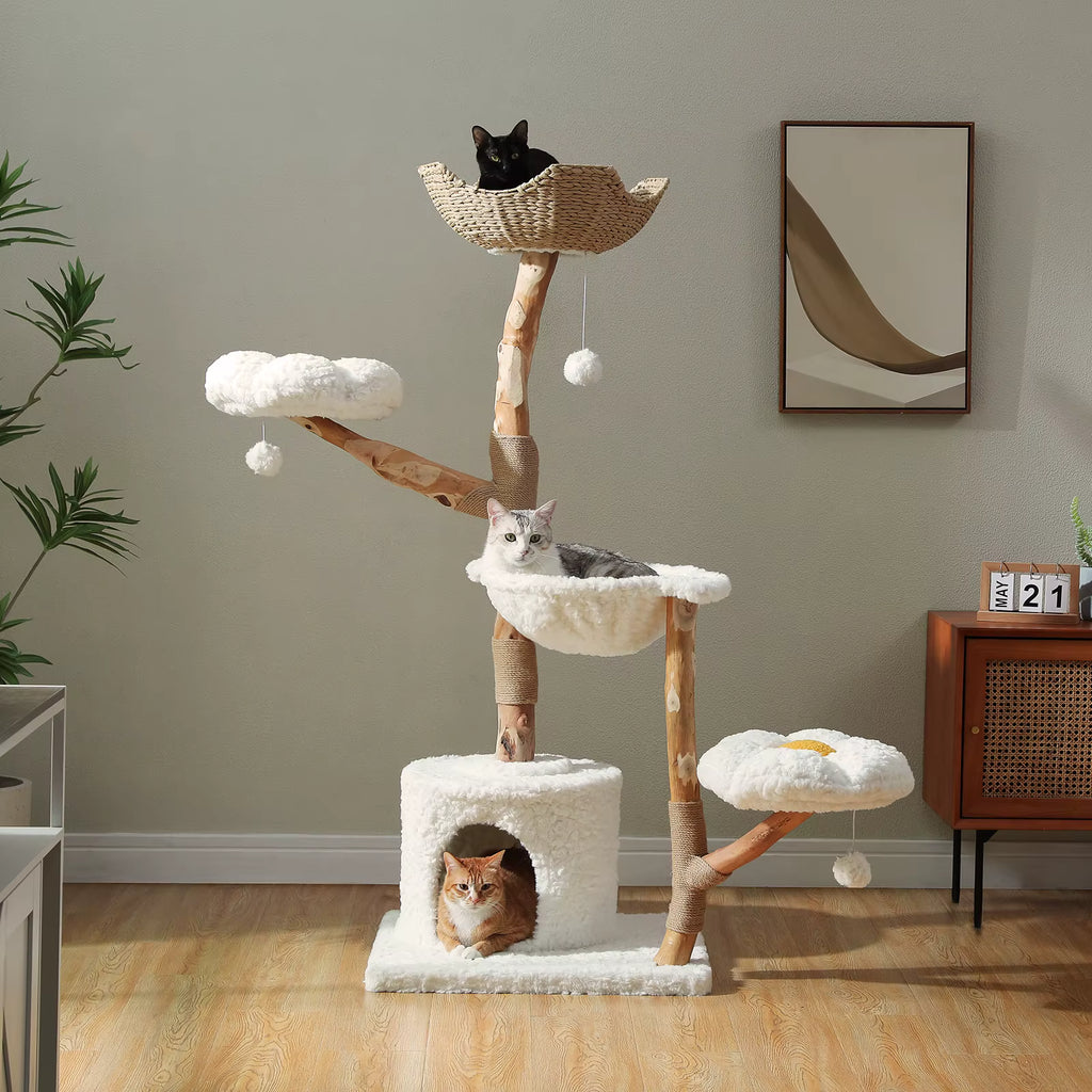 Arbre à Chat Style Scandinave en Bois – Le Félin’contournable