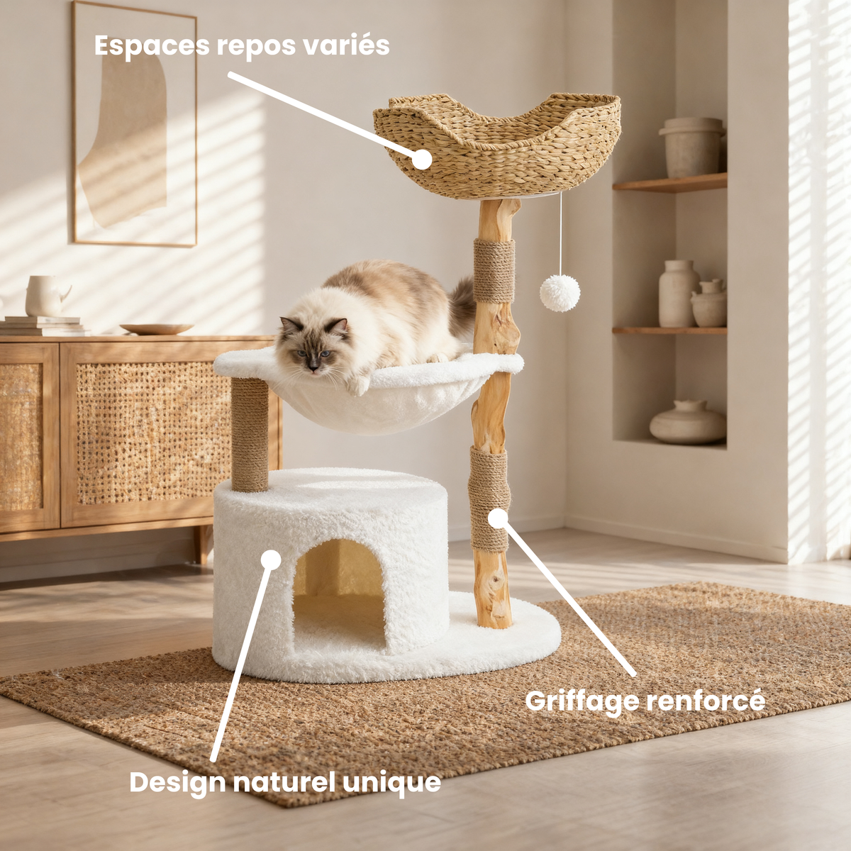 Arbre à Chat Design en Forme de Fleur – Le Félin’trépide