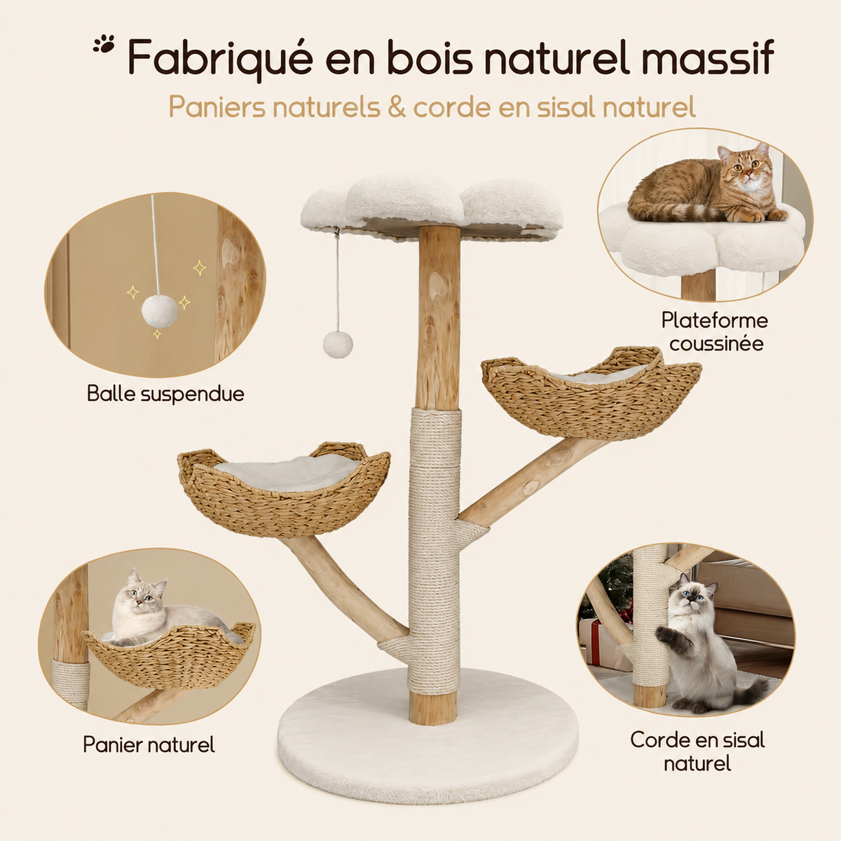Arbre à Chat Design Scandinave en Osier