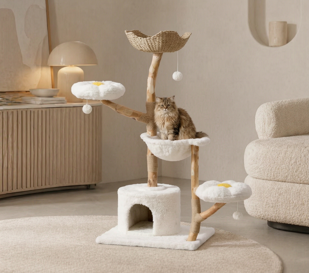 Arbre à Chat Style Scandinave en Bois – Le Félin’contournable