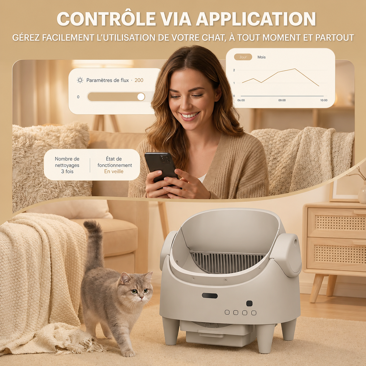 litière automatique chat connectée