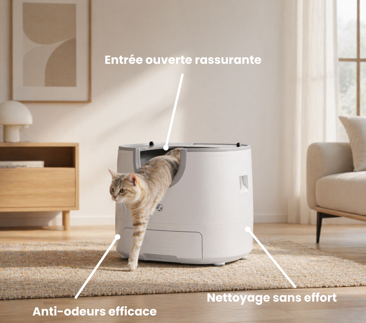 Litière Automatique Ouverte Autonettoyante pour Chat – Chat’fait plaisir