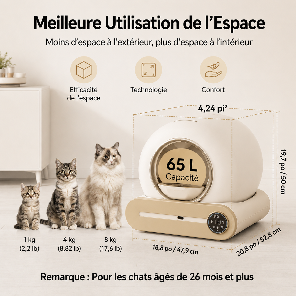 litière automatique contraintes