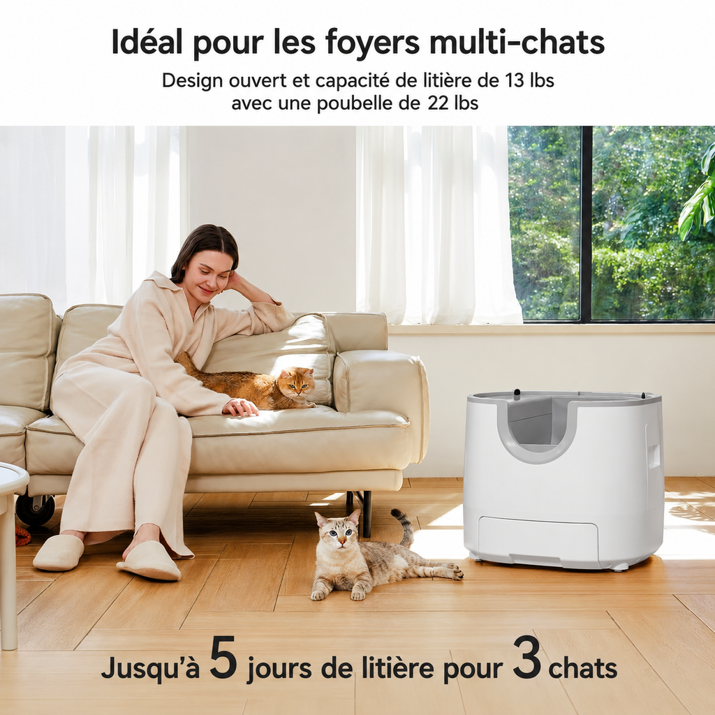 litière automatique plusieurs chats