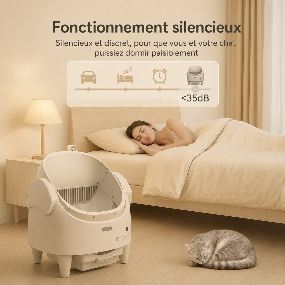 litière automatique silencieuse